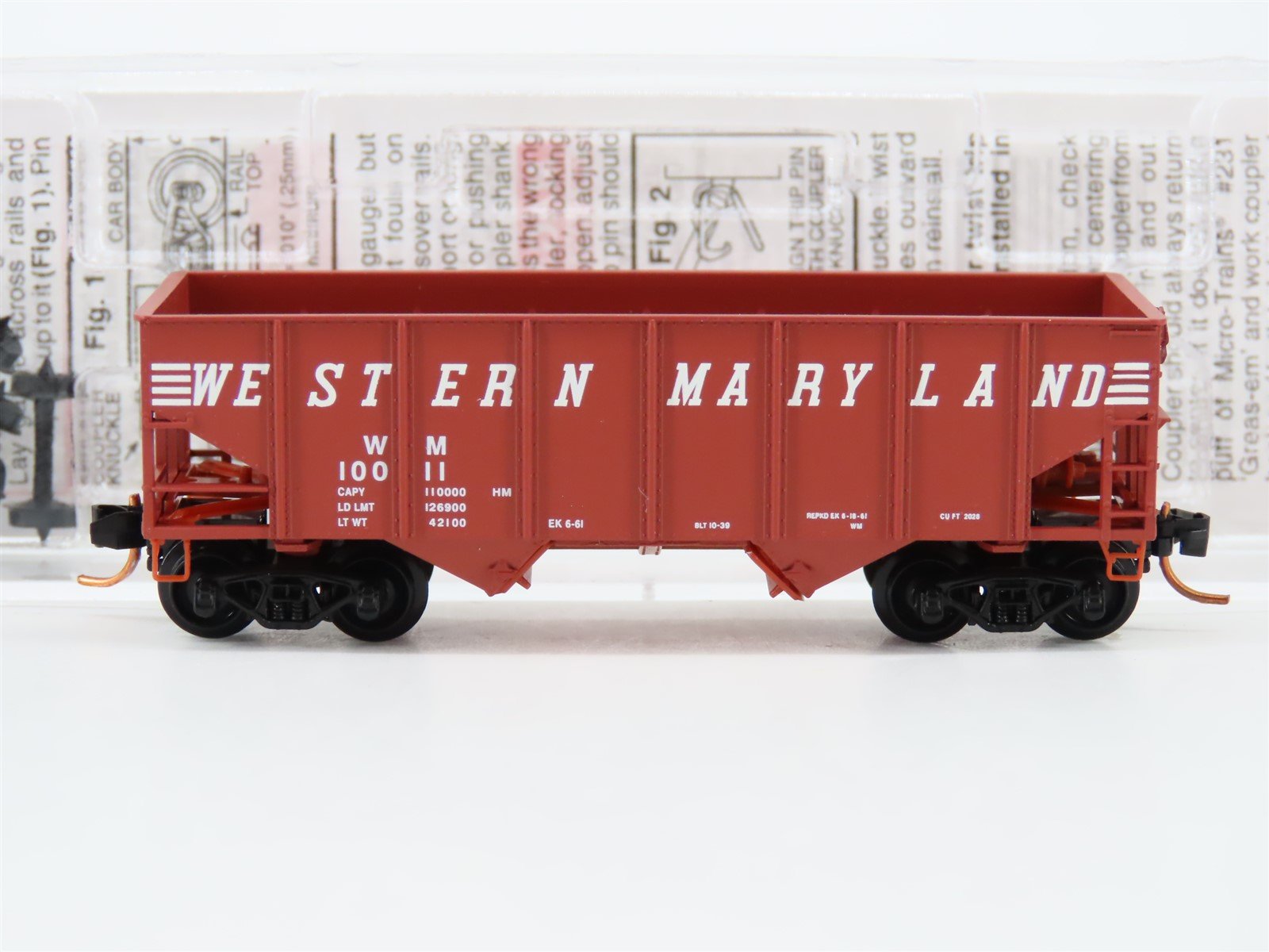 N Micro-Trains MTL 05600110 WM Western Maryland 2-Bay Hopper Car #10011 wLoad