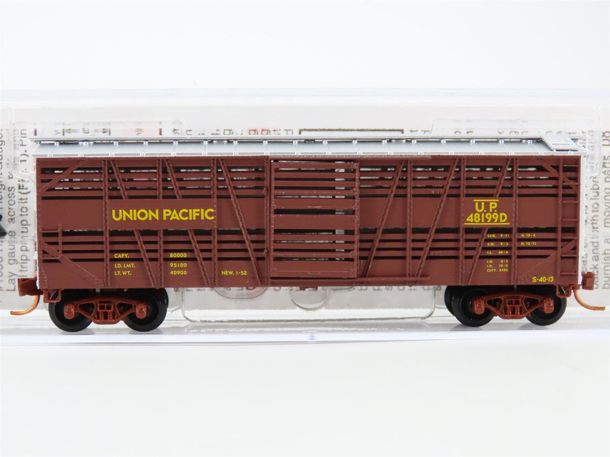 N Scale MicroTrains MTL 03500120 UP Union Pacific 40&#39; Dispatch Stock Car #48199D