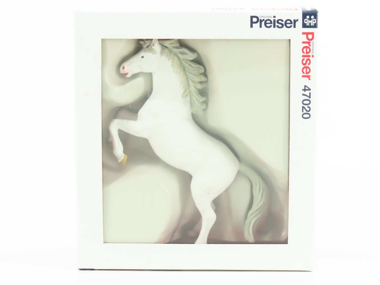 G 1/25 Scale Preiser Elastolin 47020 White Horse Rearing Animal Figure - Sealed