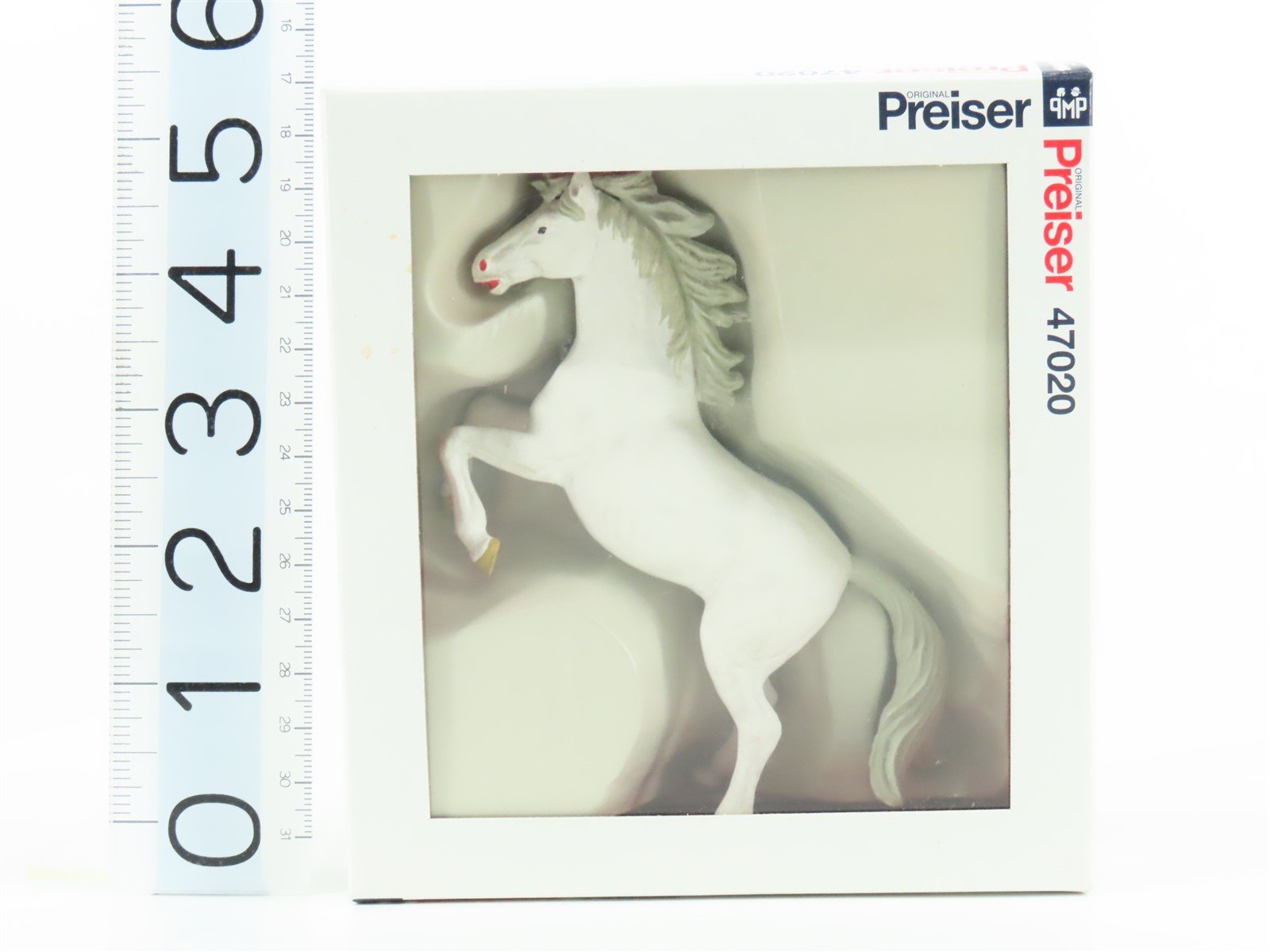 G 1/25 Scale Preiser Elastolin 47020 White Horse Rearing Animal Figure - Sealed