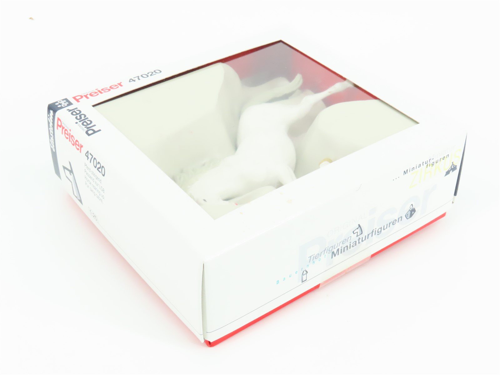 G 1/25 Scale Preiser Elastolin 47020 White Horse Rearing Animal Figure - Sealed