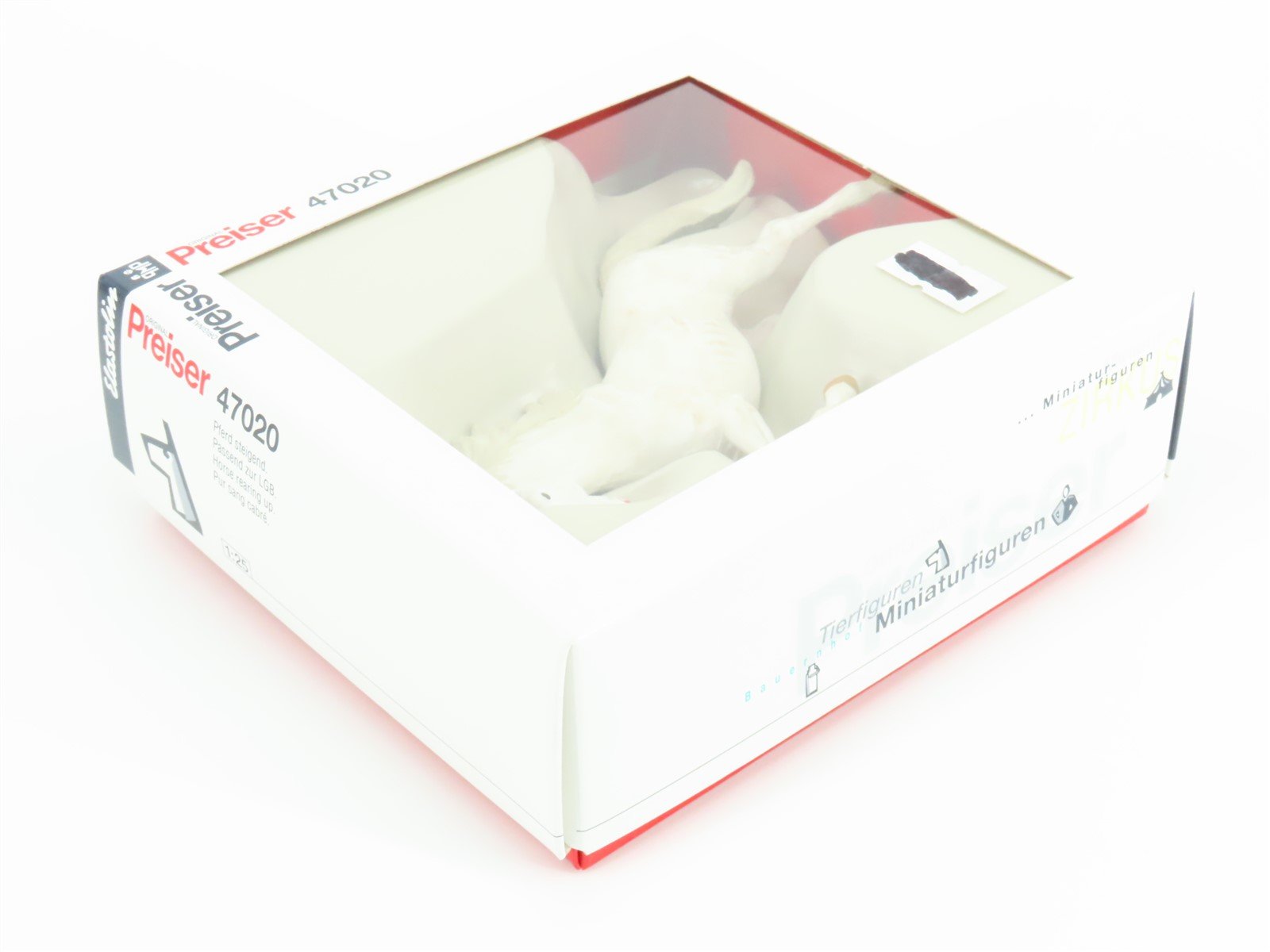 G 1/25 Scale Preiser Elastolin 47020 White Horse Rearing Animal Figure