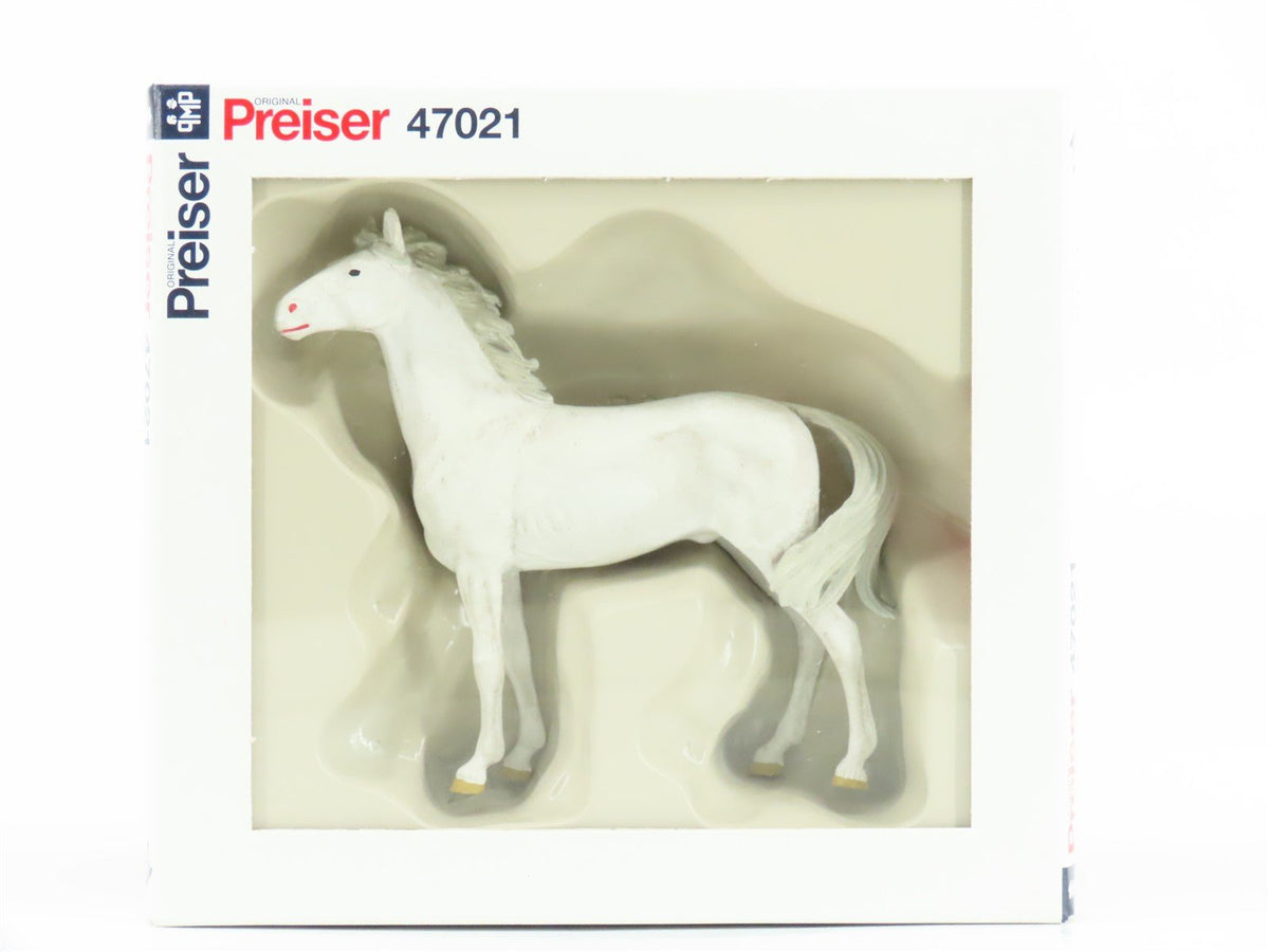 G 1/25 Scale Preiser Elastolin 47021 White Horse Standing Animal Figure