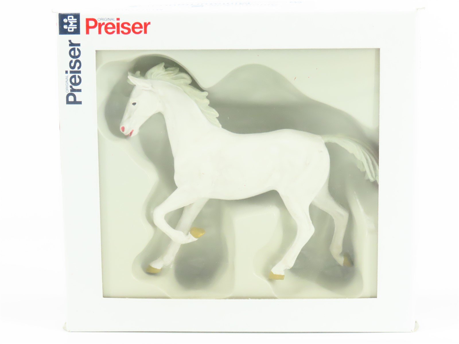 G 1/25 Scale Preiser Elastolin 47021 White Horse Standing Animal Figure