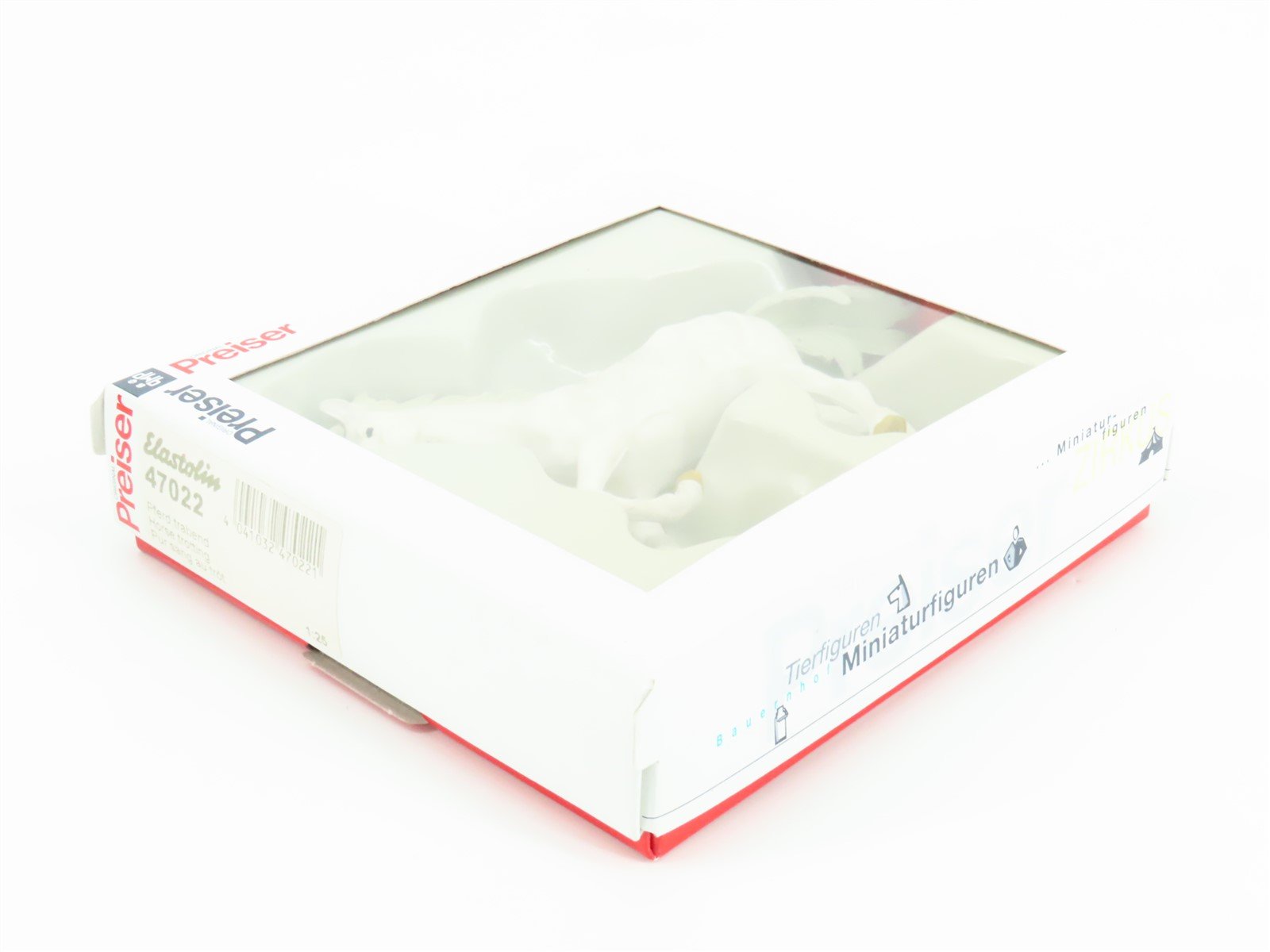 G 1/25 Scale Preiser Elastolin 47021 White Horse Standing Animal Figure