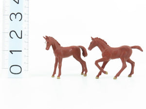 G 1/25 Scale Preiser Elastolin 47025 Dark Brown Foals Animal Figures 2-Pack