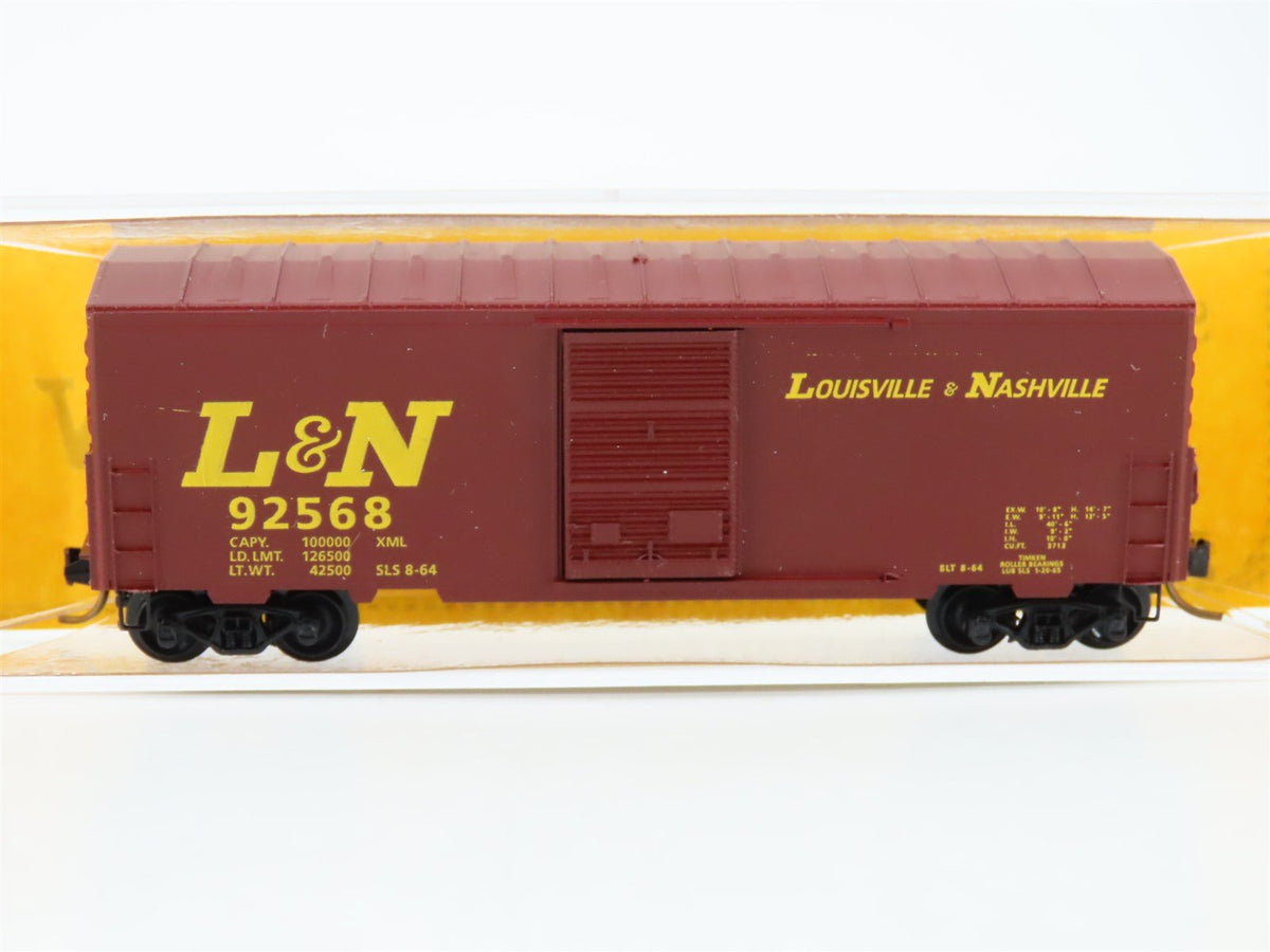 N Scale Aksarben 9114 L&amp;N Louisville &amp; Nashville Yellow Font 40&#39; Boxcar #92568