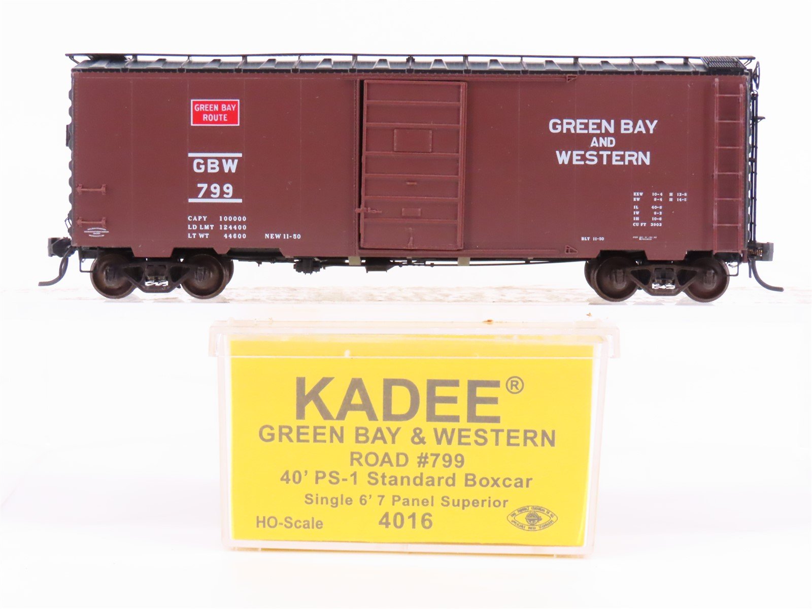 HO Scale Kadee 4016 GBW Green Bay Route 40' Single Door Box Car #799