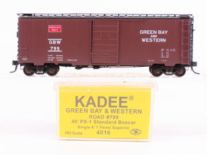 HO Scale Kadee 4016 GBW Green Bay Route 40' Single Door Box Car #799