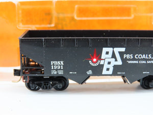 N Scale Aksarben 9102 PBSX PBS Coals Inc 2-Bay Open Hopper Car #1991