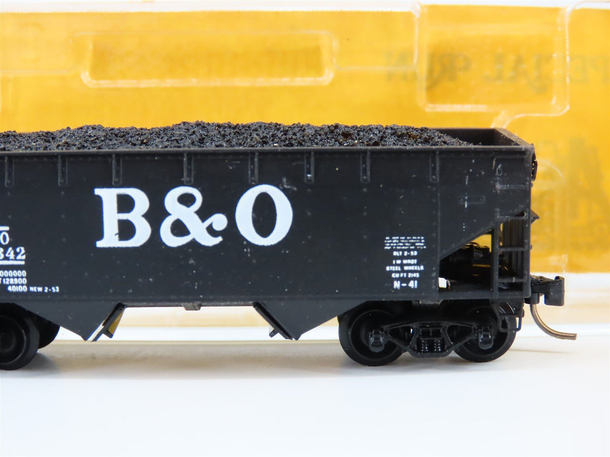 N Scale Aksarben 8907 B&amp;O Baltimore &amp; Ohio 2-Bay Open Hopper Car #827342