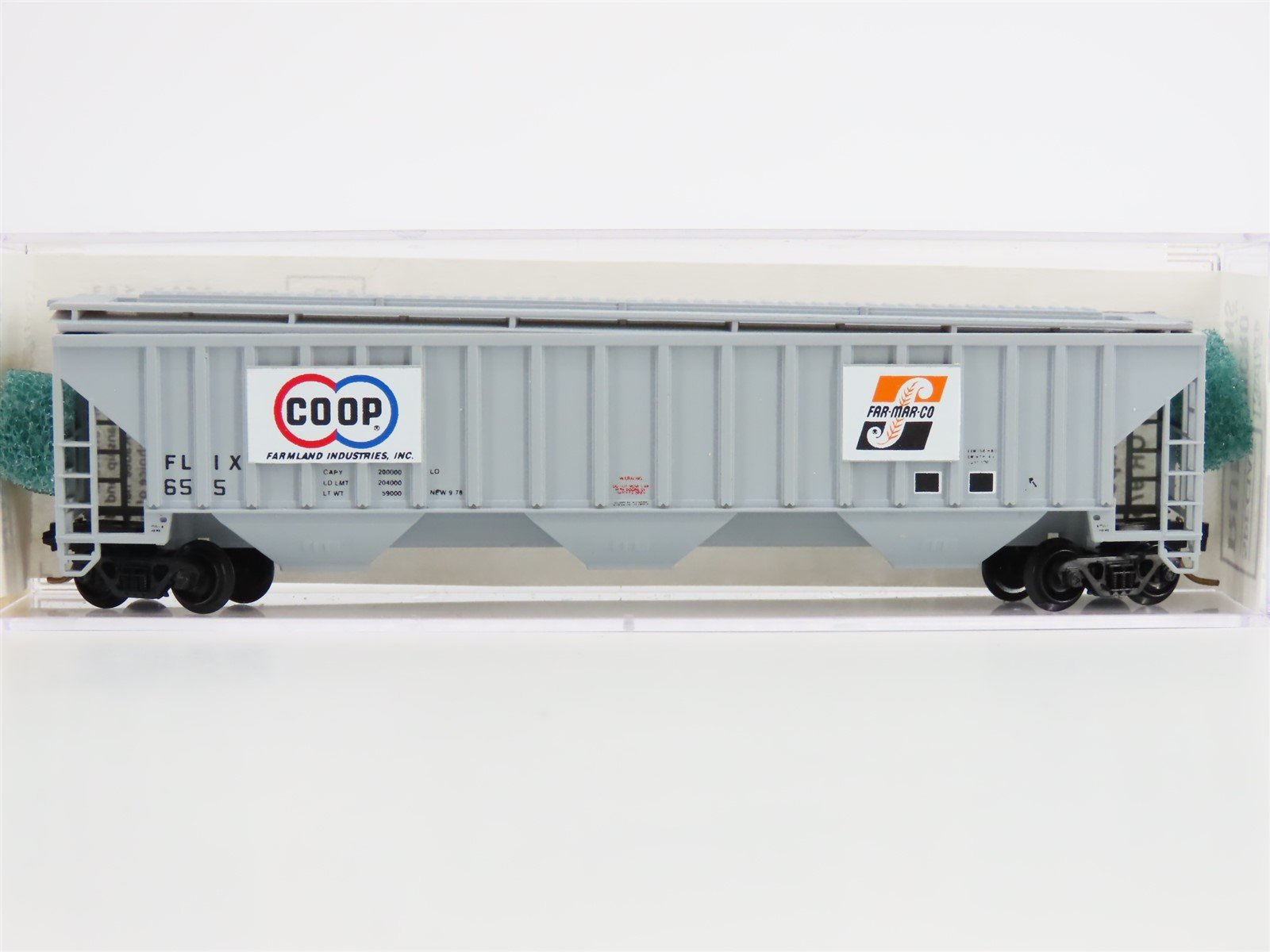 N Scale Kadee/Micro-Trains FLIX Co-op Far-Mar 3-Bay Hopper Car #655 Custom