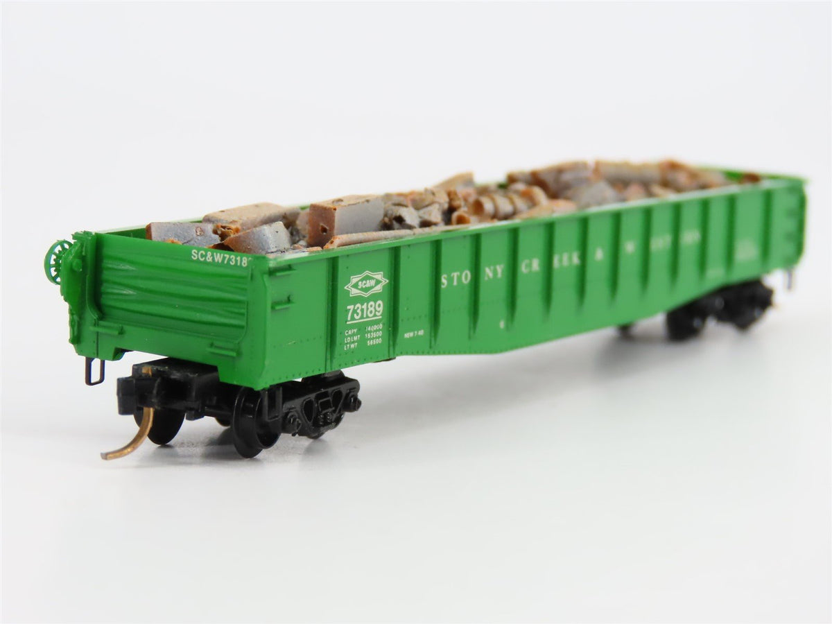 N Kadee/Micro-Trains SCW Stony Creek &amp; Western Gondola #73189 w/ Load - Custom