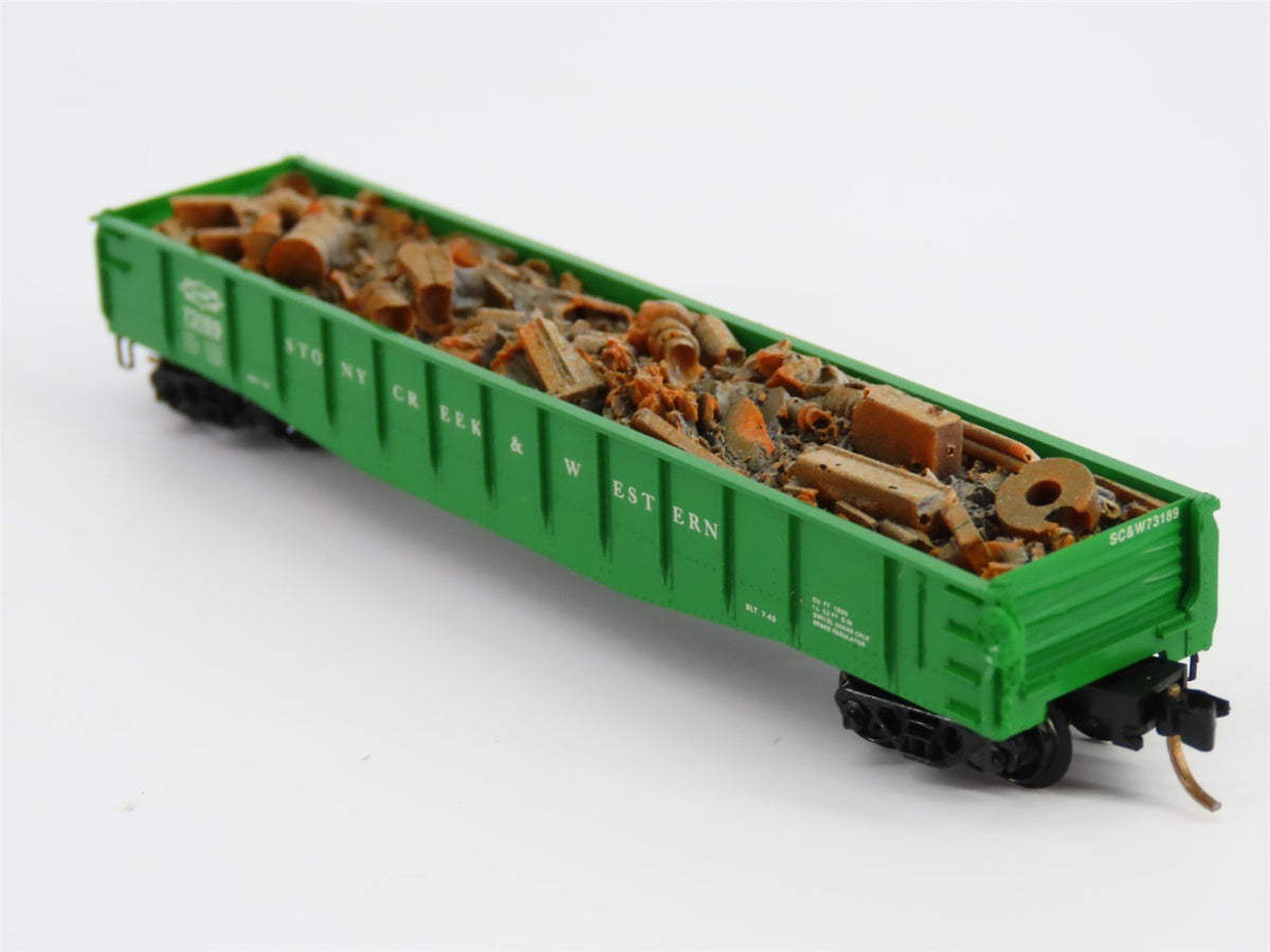 N Kadee/Micro-Trains SCW Stony Creek &amp; Western Gondola #73189 w/ Load - Custom