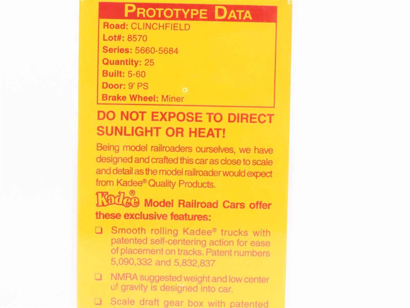 HO Scale Kadee 6111 CRR Clinchfield Railroad 50' Single Door Box Car #5666