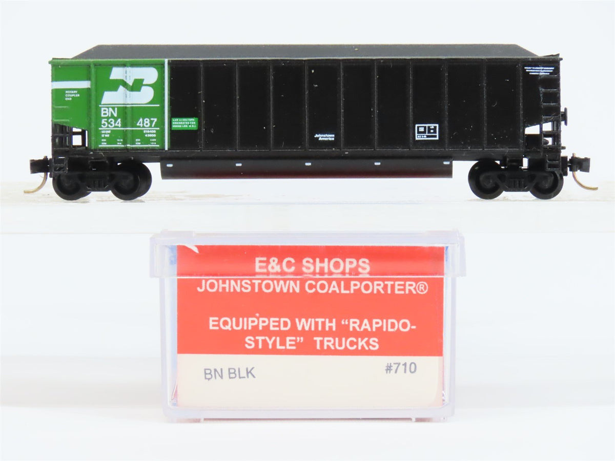 N Scale E&amp;C Shops 710 BN Railway Black Johnstown Coalporter Hopper Car #534487