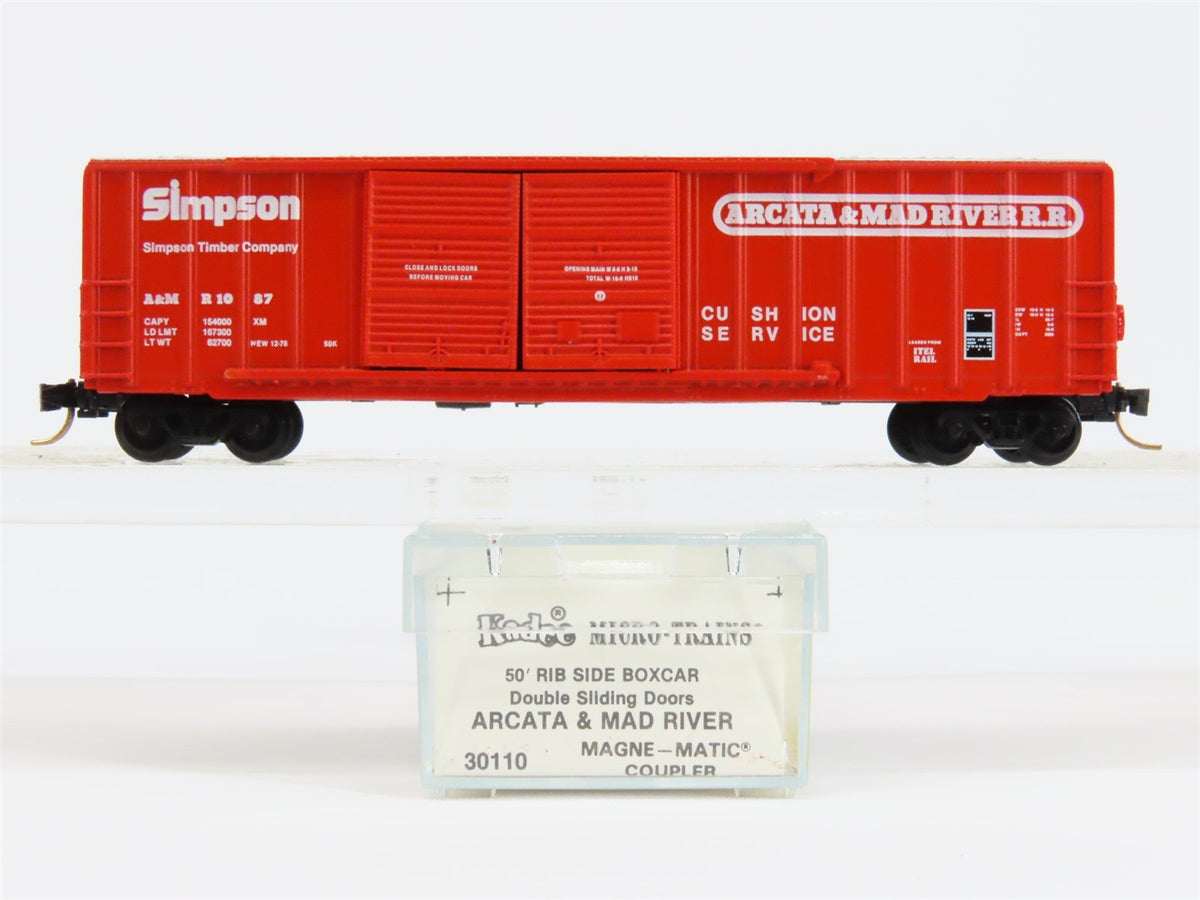 N Micro-Trains MTL/Kadee 30110 Arcata &amp; Mad River 50&#39; Rib Side Boxcar #1087