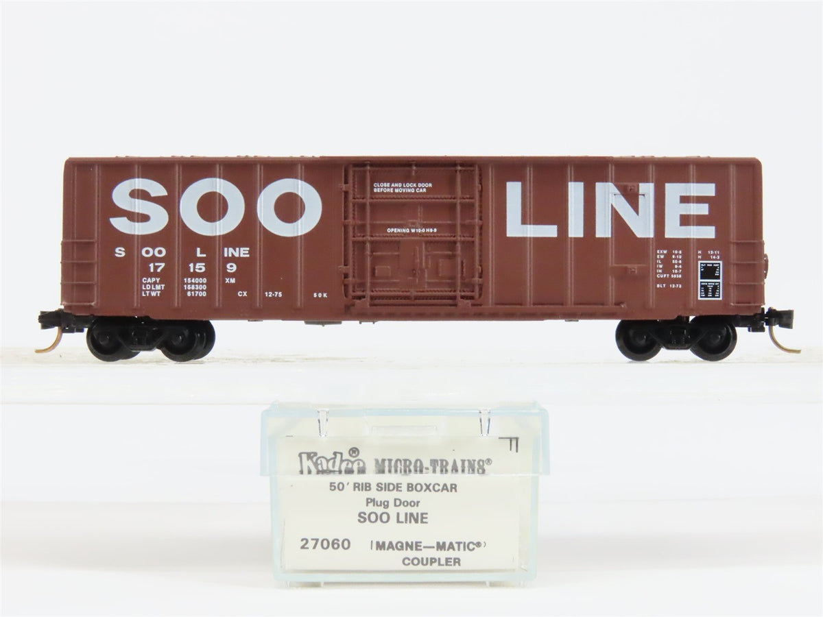 N Scale Micro-Trains MTL/Kadee 27060 SOO Line 50&#39; Rib Side Boxcar #17159