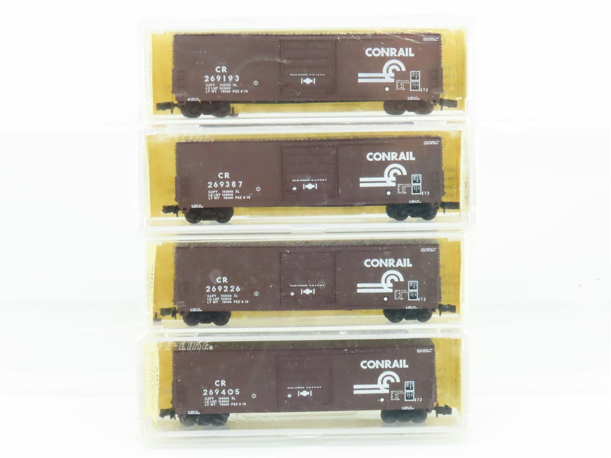 N Scale AkSarBen NHD-70 CR Conrail 50&#39; Single Door Box Car 4-Pack Sealed