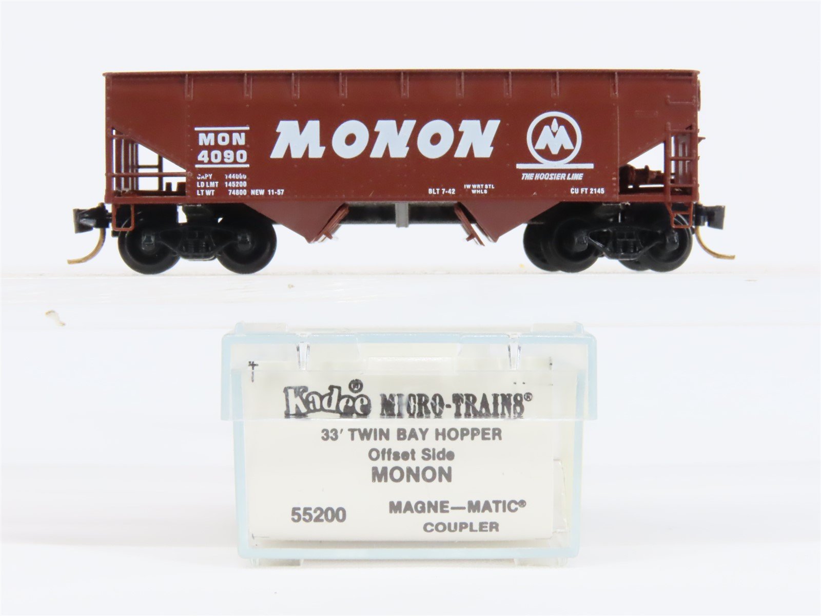 N Micro-Trains MTL/Kadee 55200 MON Monon Hoosier Line 2-Bay Hopper Car #4090