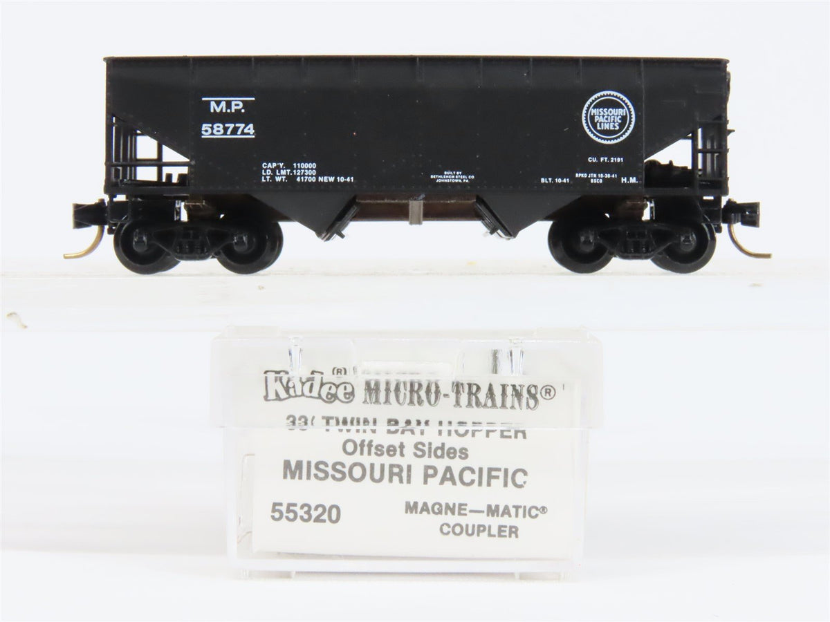 N Scale Micro-Trains MTL/Kadee 55320 MP Missouri Pacific 2-Bay Hopper Car #58774