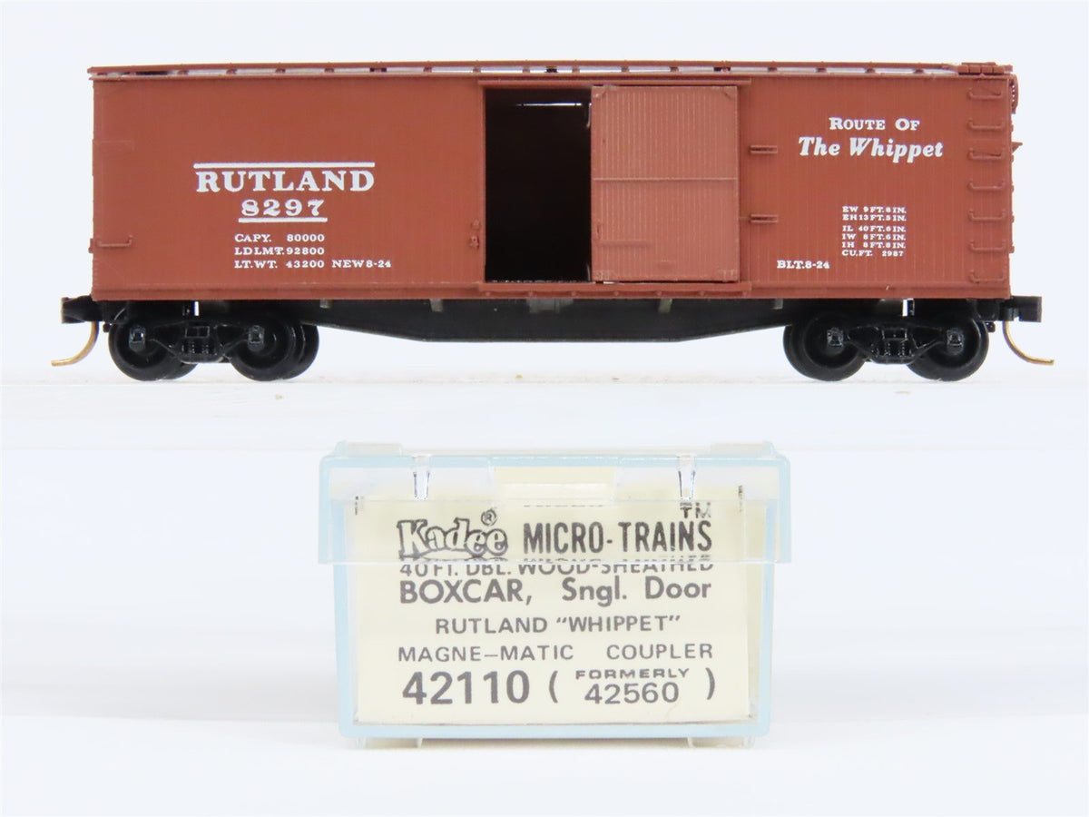 N Scale Micro-Trains MTL/Kadee 42110 RUT Rutland 40&#39; Wood-Sheathed Boxcar #8297