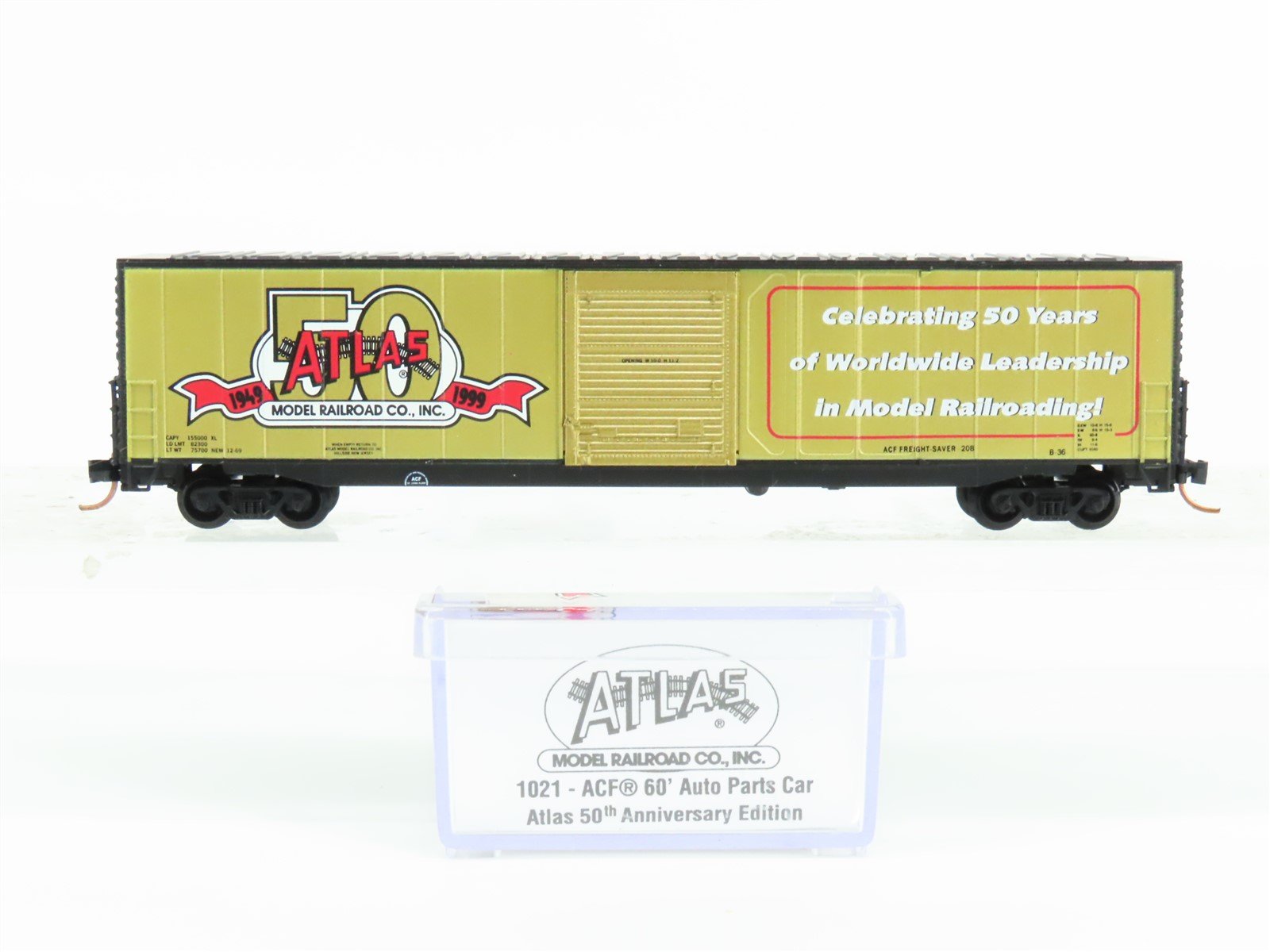 N Scale Atlas 1021 50th Anniversary Edition 60' Double Door Box Car #1949-1999