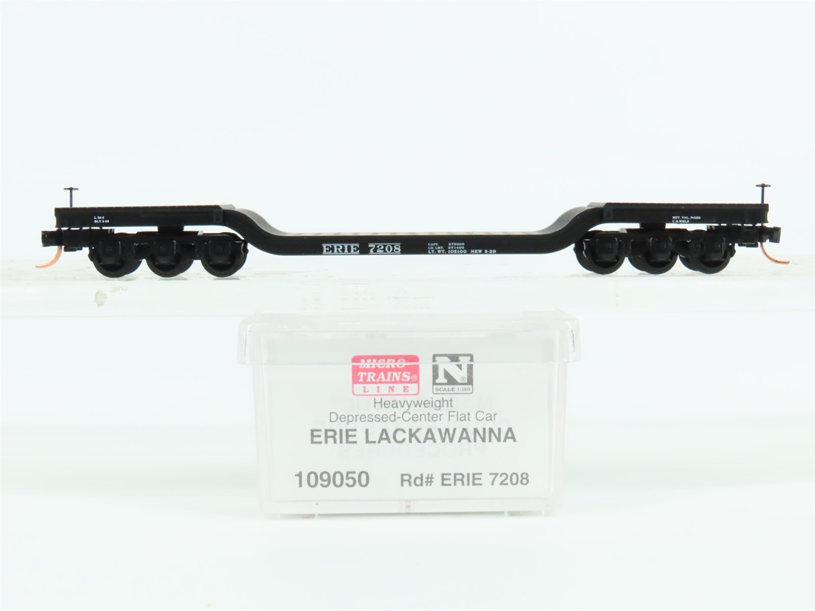 N Scale Micro-Trains MTL 109050 ERIE Railroad Depressed Center Flat Car #7208