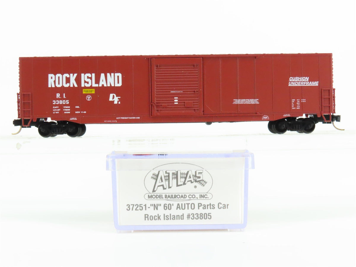 N Scale Atlas 37251 RI Rock Island Railroad 60&#39; Single Door Box Car #33805