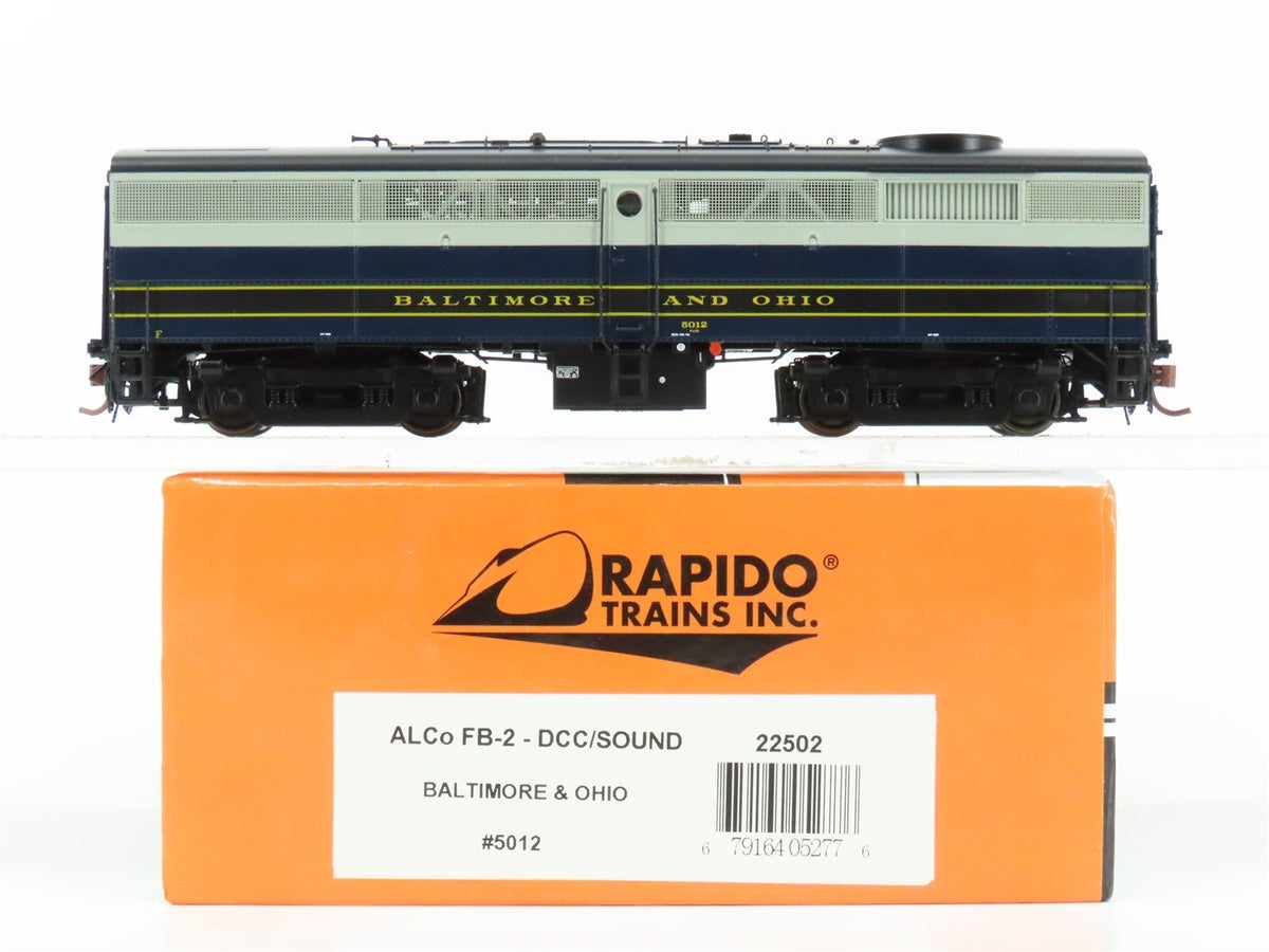 HO Scale Rapido 22502 B&amp;O Baltimore &amp; Ohio ALCO FB-2 Diesel #5012 w/ DCC &amp; Sound