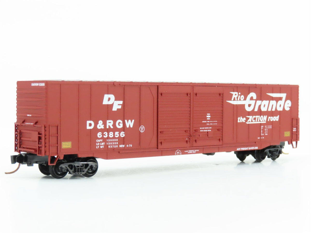 N Scale Atlas 36822 D&amp;RGW Rio Grande Railroad 60&#39; Double Door Box Car #63856