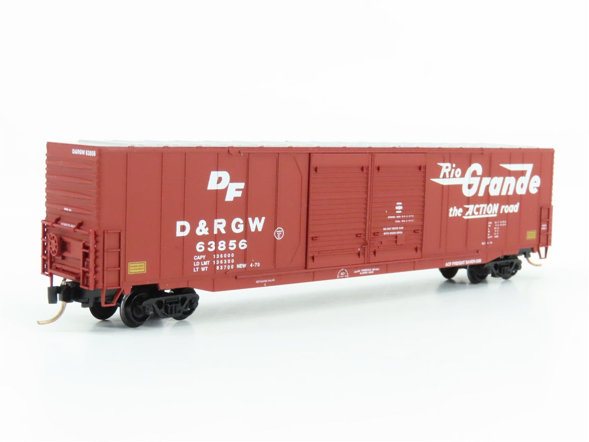 N Scale Atlas 36822 D&amp;RGW Rio Grande Railroad 60&#39; Double Door Box Car #63856