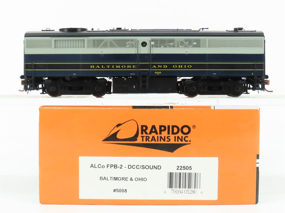 HO Scale Rapido 22505 B&amp;O Baltimore &amp; Ohio ALCO FPB-2 Diesel #5008 w/DCC &amp; Sound