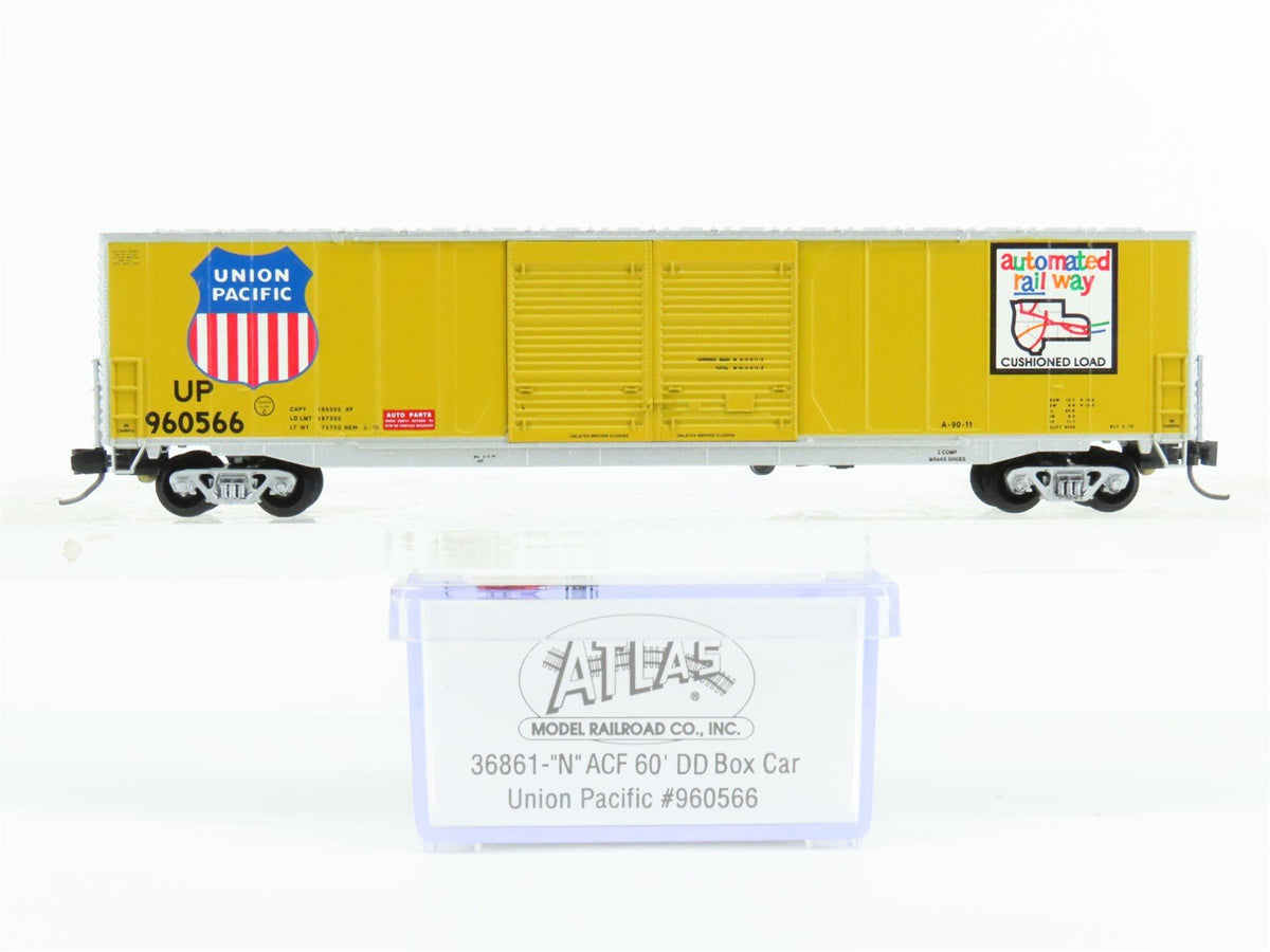 N Scale Atlas 36861 UP Union Pacific Railroad 60&#39; Double Door Box Car #960566