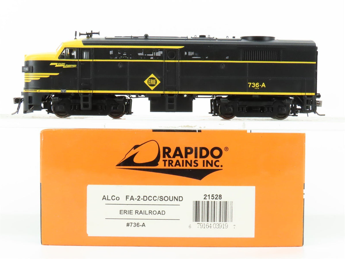 HO Scale Rapido 21528 ERIE Railroad ALCO FA-2 Diesel #736-A w/ DCC &amp; Sound