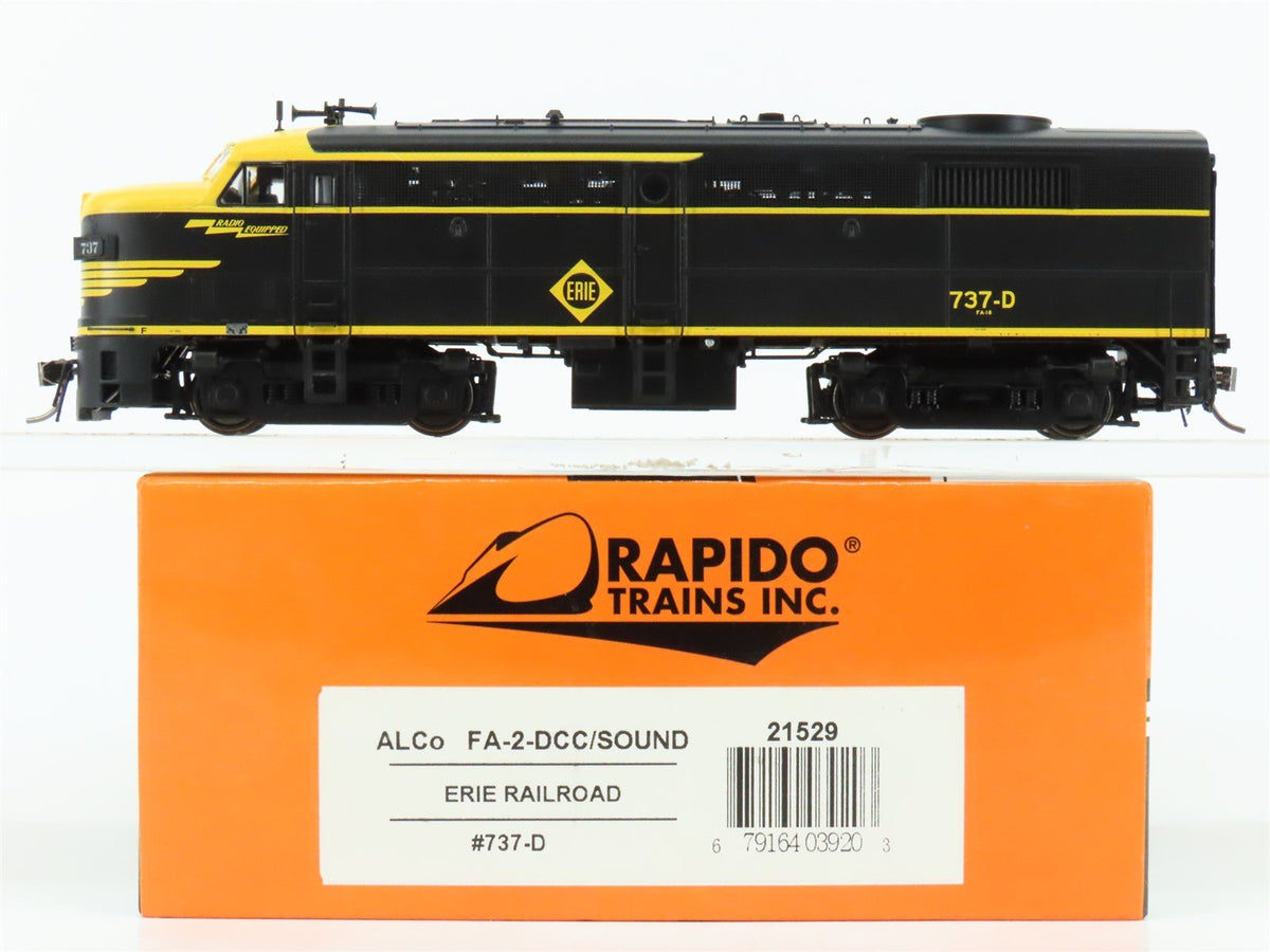 HO Scale Rapido 21529 ERIE Railroad ALCO FA-2 Diesel #737-D w/ DCC &amp; Sound