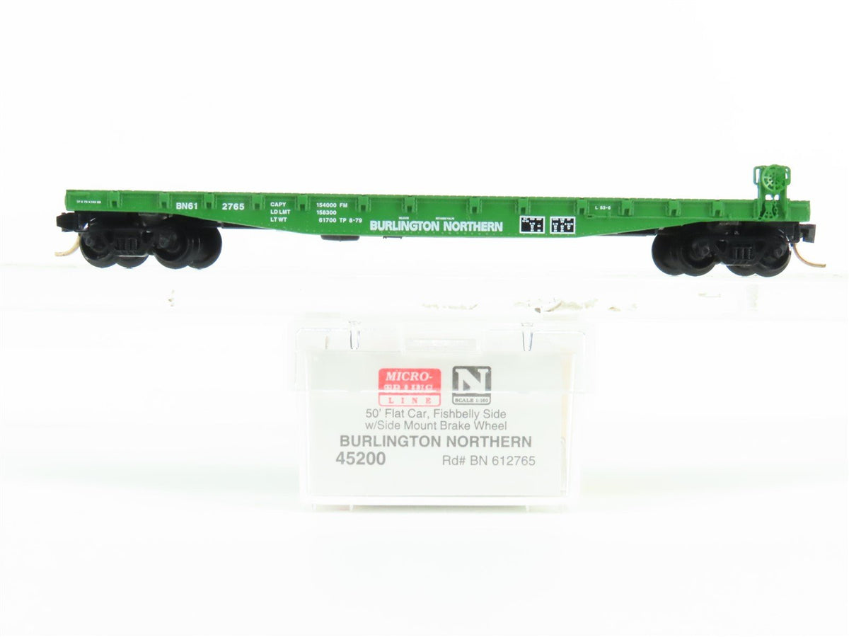 N Scale Micro-Trains MTL 45200 BN Burlington Northern 50&#39; Flat Car #612765