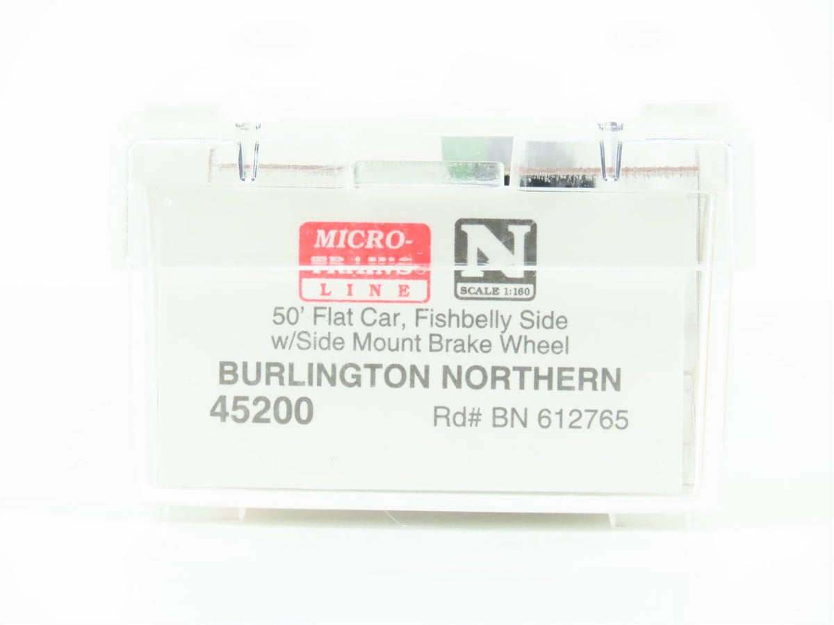 N Scale Micro-Trains MTL 45200 BN Burlington Northern 50&#39; Flat Car #612765