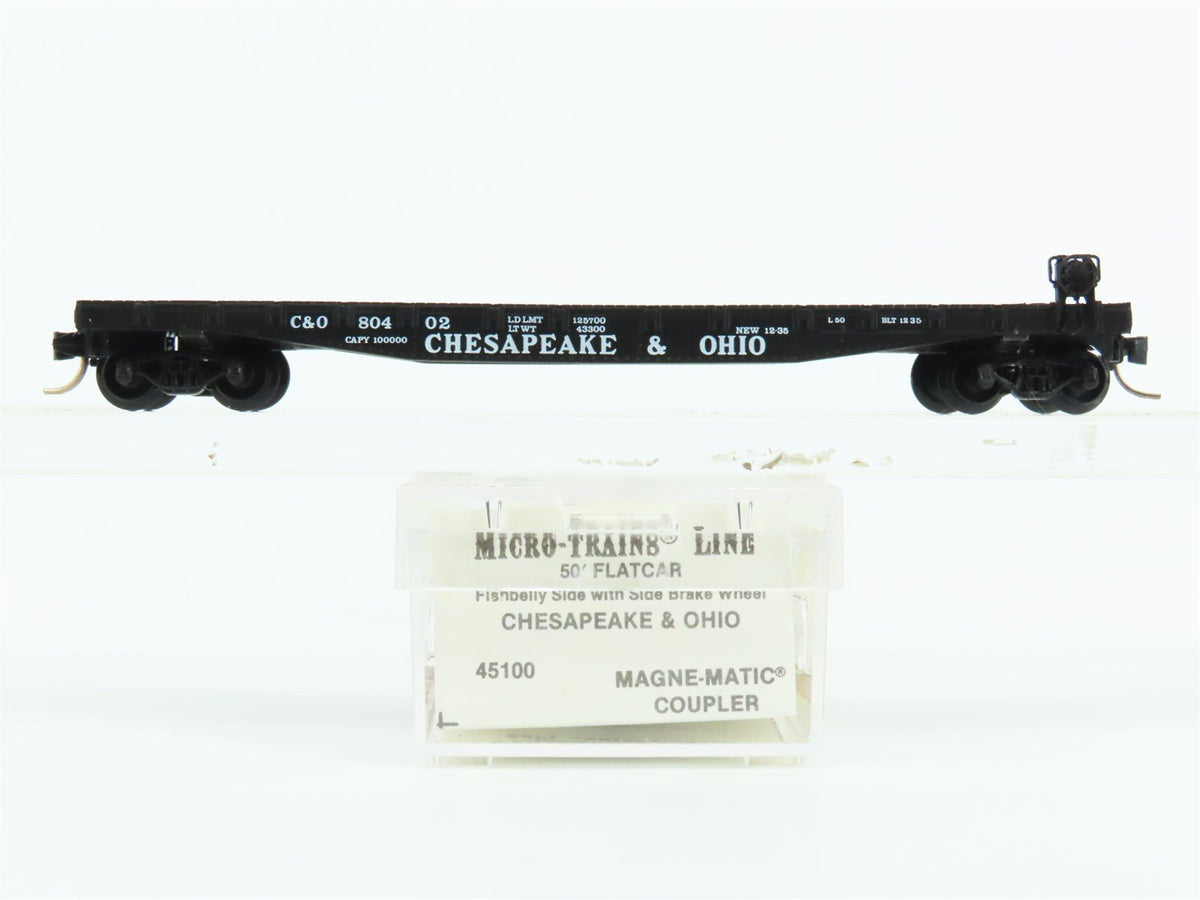 N Scale Kadee Micro-Trains MTL 45100 C&amp;O Chesapeake &amp; Ohio 50&#39; Flat Car #80402