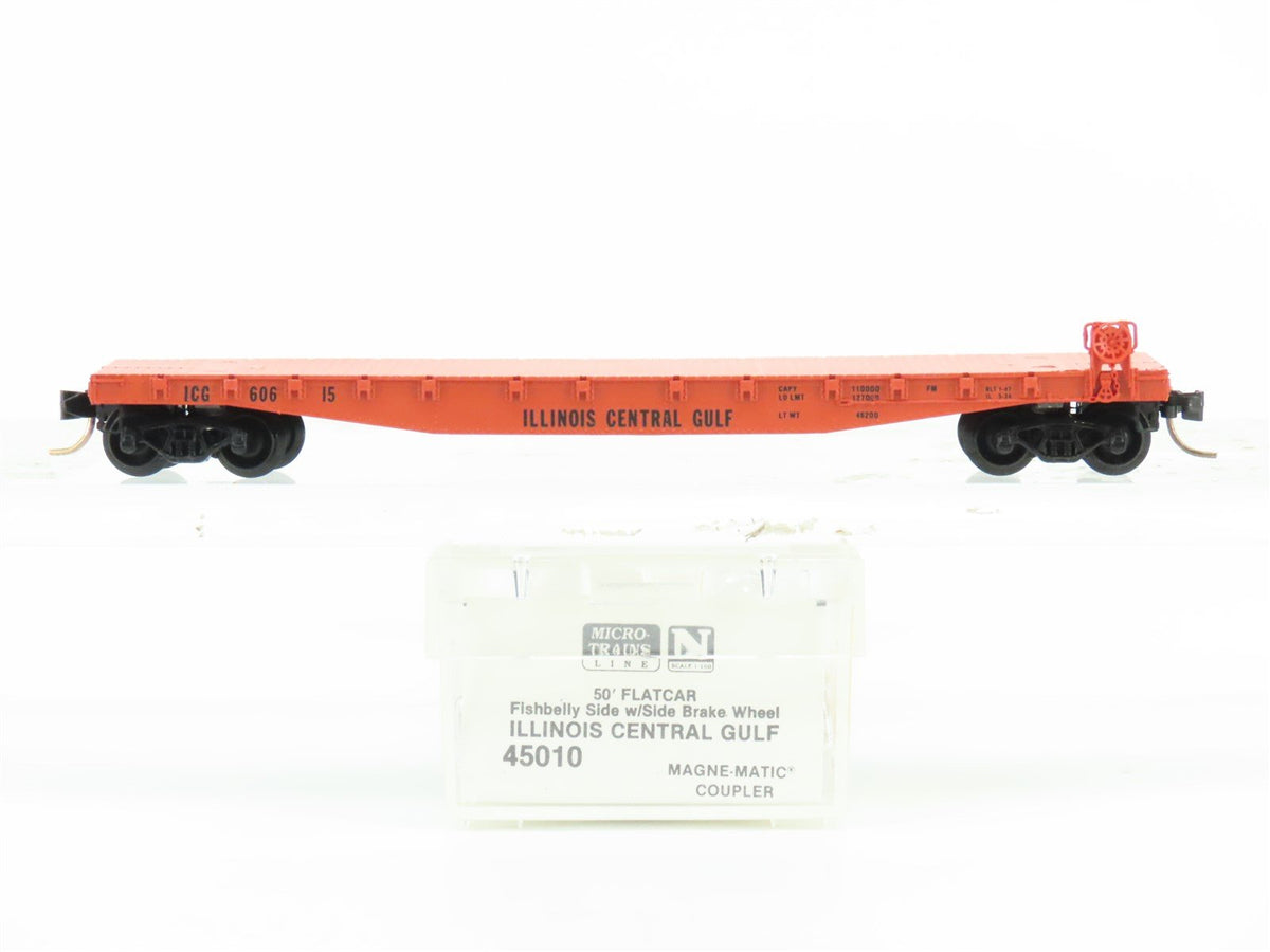 N Scale Micro-Trains MTL 45010 ICG Illinois Central Gulf 50&#39; Flat Car #60615