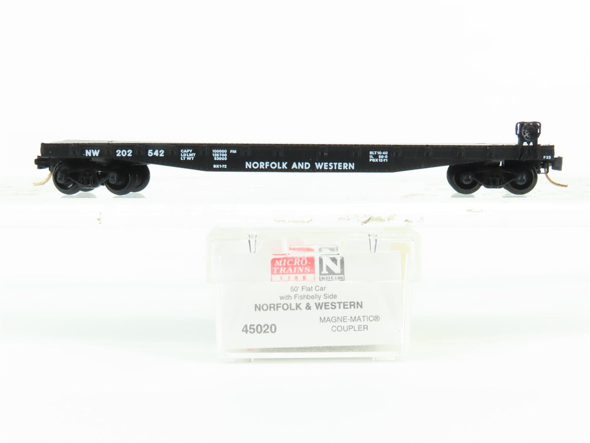 N Scale Micro-Trains MTL 45020 NW Norfolk &amp; Western 50&#39; Flat Car #202542