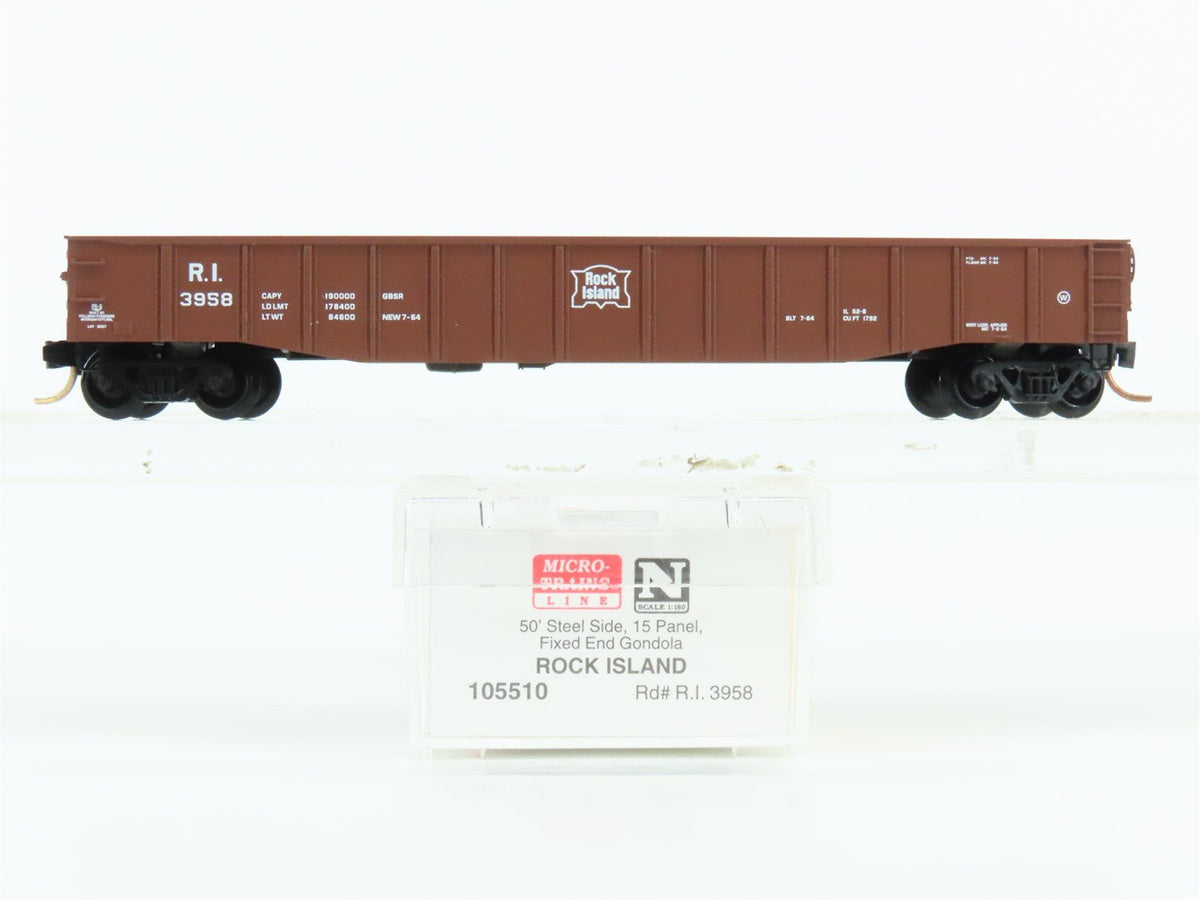 N Scale Micro-Trains MTL 105510 RI Rock Island Railroad 50&#39; Open Gondola #3958