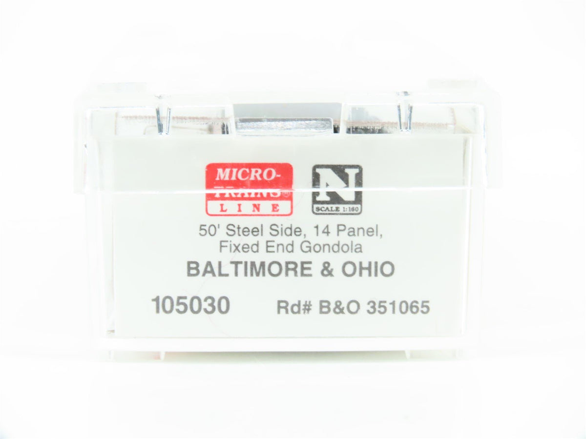 N Scale Micro-Trains MTL 105030 B&amp;O Baltimore &amp; Ohio 50&#39; Open Gondola #351065