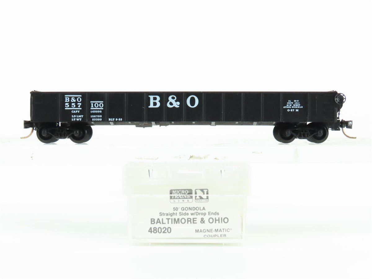 N Scale Micro-Trains MTL 48020 B&amp;O Baltimore &amp; Ohio Railroad 50&#39; Gondola #557100