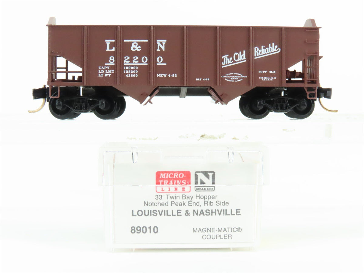 N Scale Micro-Trains MTL 89010 L&amp;N The Old Reliable 2-Bay Open Hopper #82200