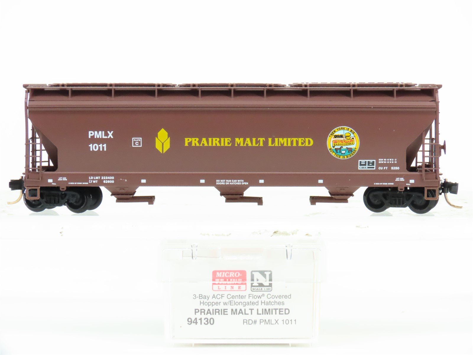N Scale Micro-Trains MTL 94130 PMLX Prairie Malt Limited 3-Bay Hopper #1011