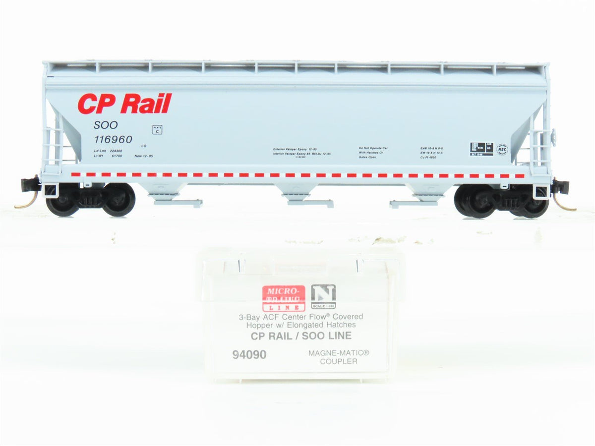 N Scale Micro-Trains MTL 94090 SOO Line / CP Rail 3-Bay Covered Hopper #116960