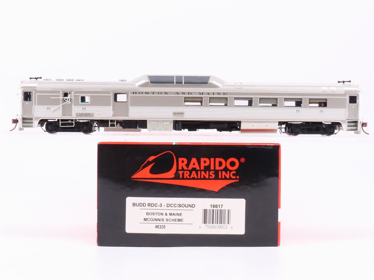 HO Rapido 16617 B&amp;M Boston &amp; Maine McGinnis Scheme Budd RDC #6305 w/DCC &amp; Sound