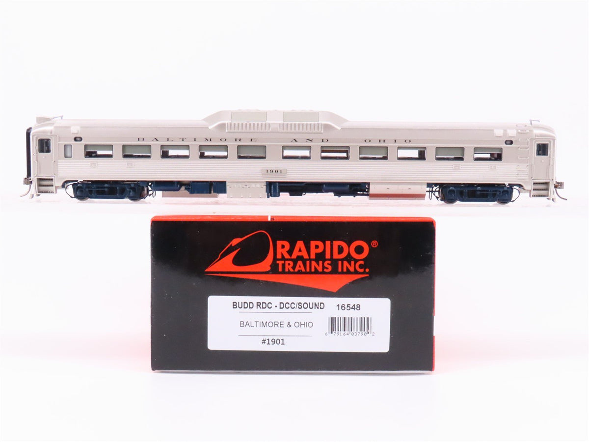 HO Scale Rapido 16548 B&amp;O Baltimore &amp; Ohio Budd RDC-2 #1901 wDCC &amp; Sound