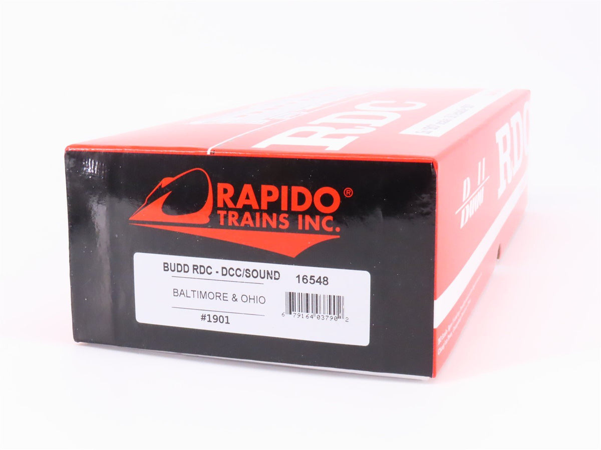 HO Scale Rapido 16548 B&amp;O Baltimore &amp; Ohio Budd RDC-2 #1901 wDCC &amp; Sound